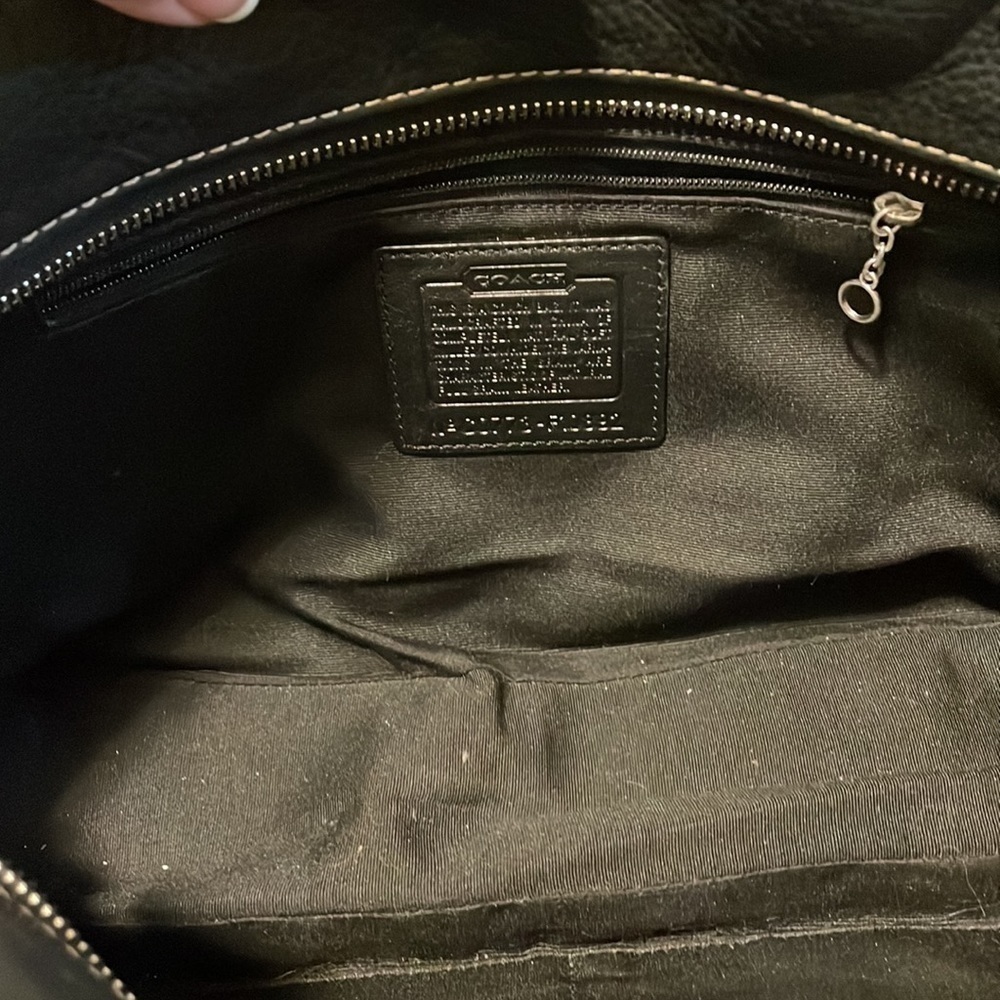 COACH black satchel purse with brown leather straps - Picture 6 of 12